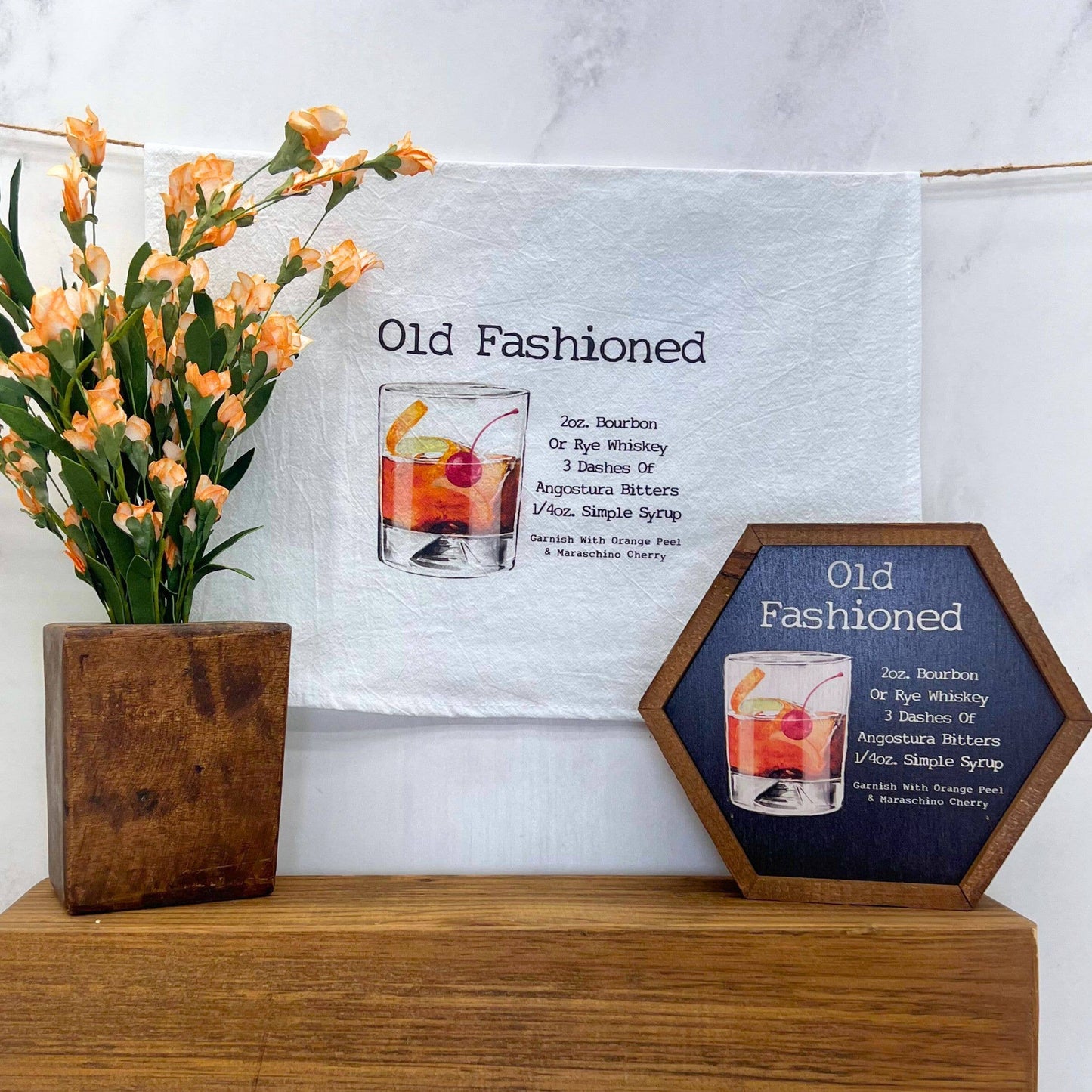 Old Fashioned Cocktail Bar Towel - Driftless Tea Towels