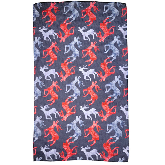 Nordic Christmas Pattern - Holiday Decor Waffle Tea Towels