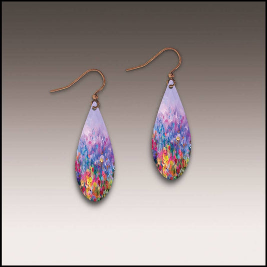Rainbow Floral Dew Drop Handmade Earrings