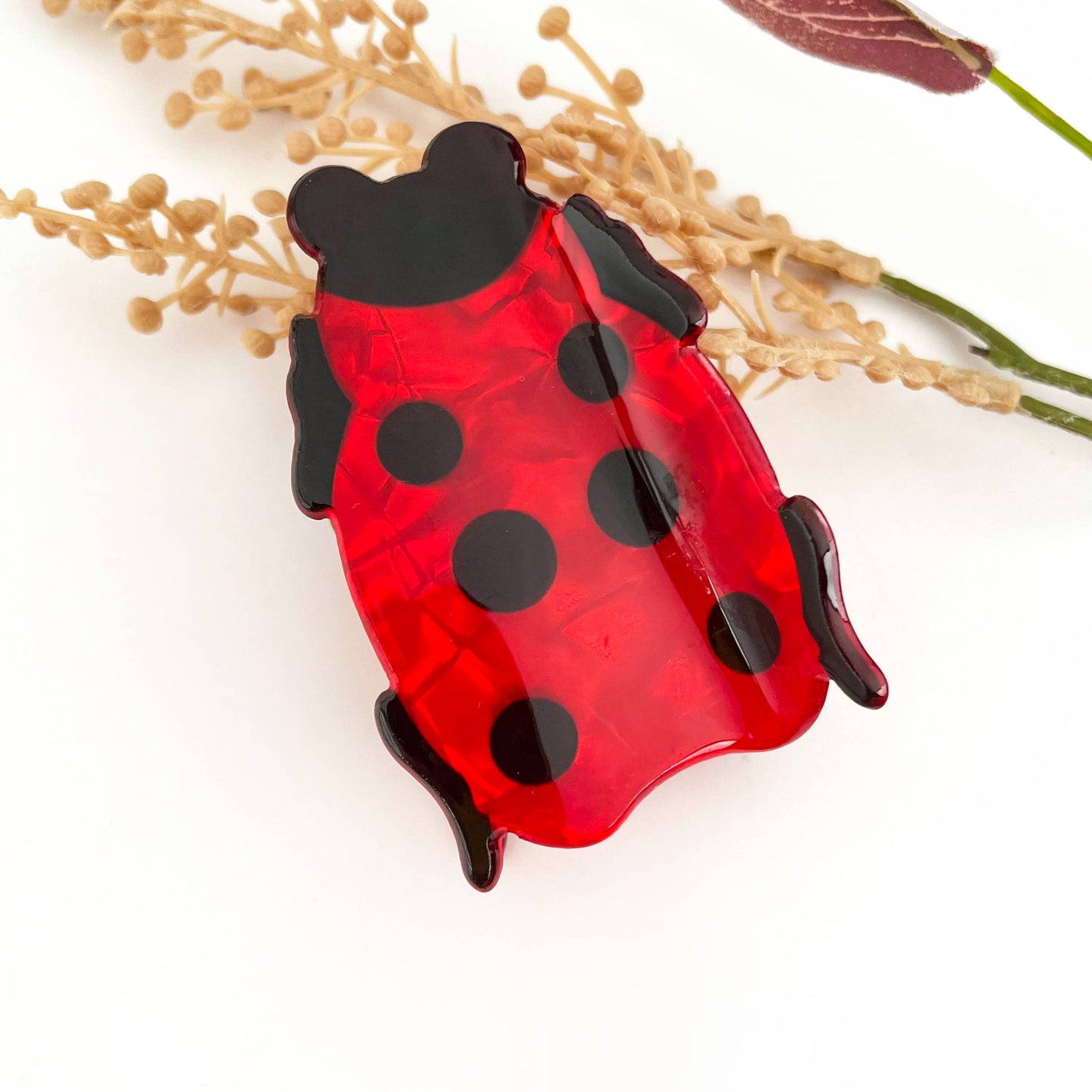 Creative Ladybug Acrylic Printed Hair Claw Clip