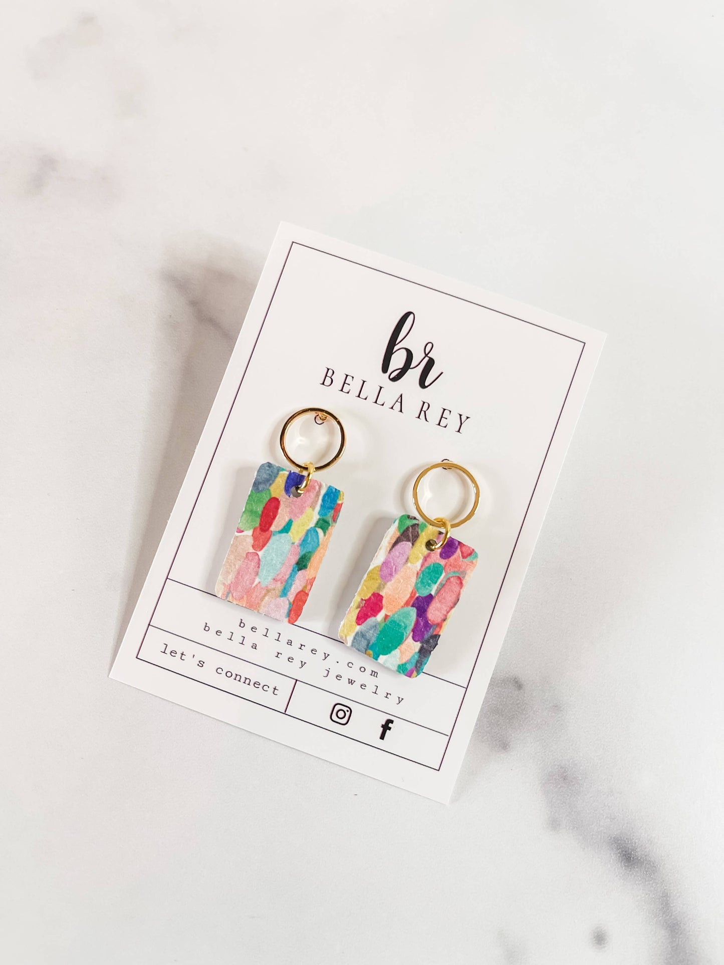 The Tenley Mini Leather Earrings - Confetti