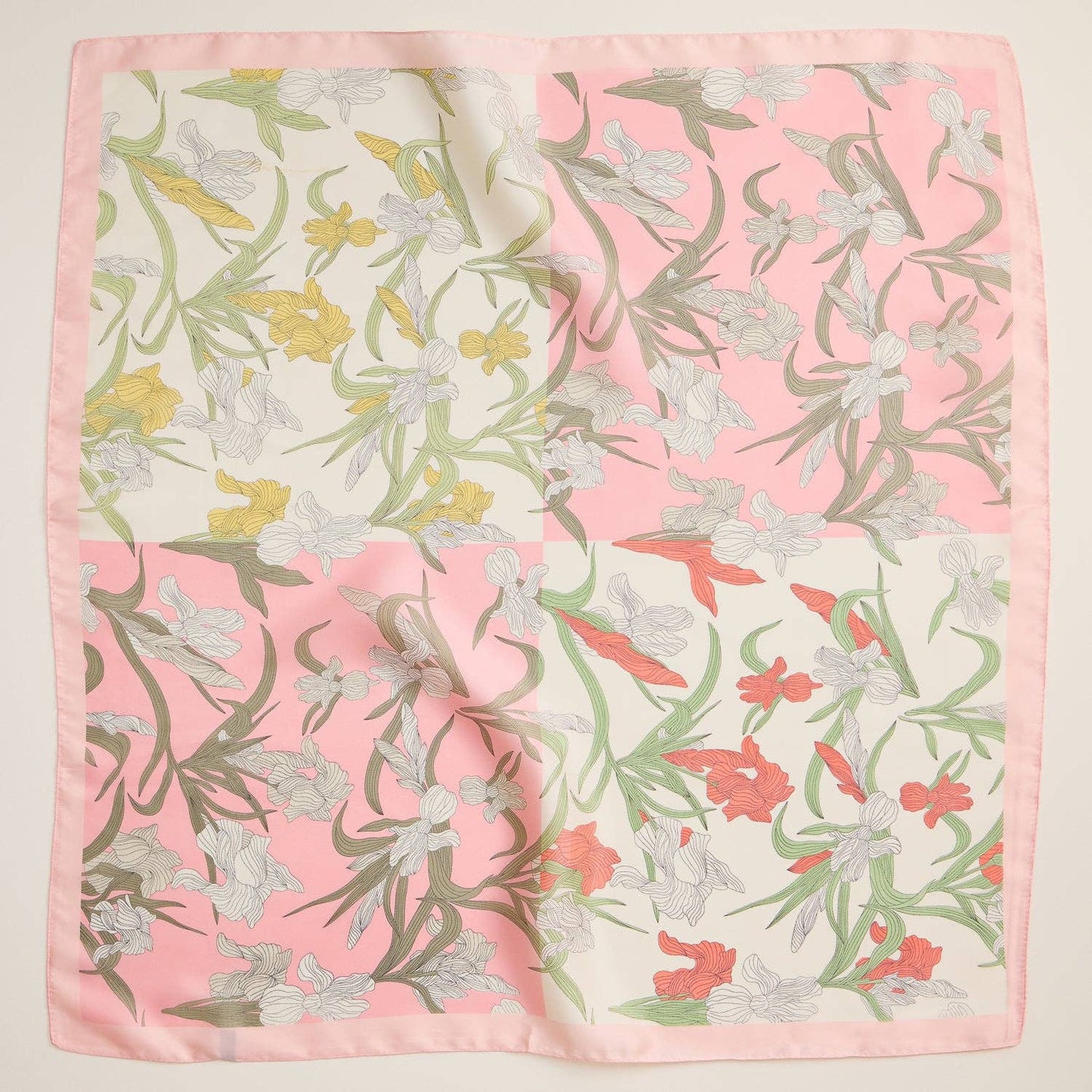 Floral Print Elegant Silk-Feel Lightweight Square Scarf