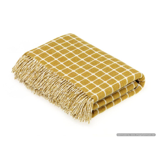 Athens Check in Gold - 100% Pure Merino Wool Throw