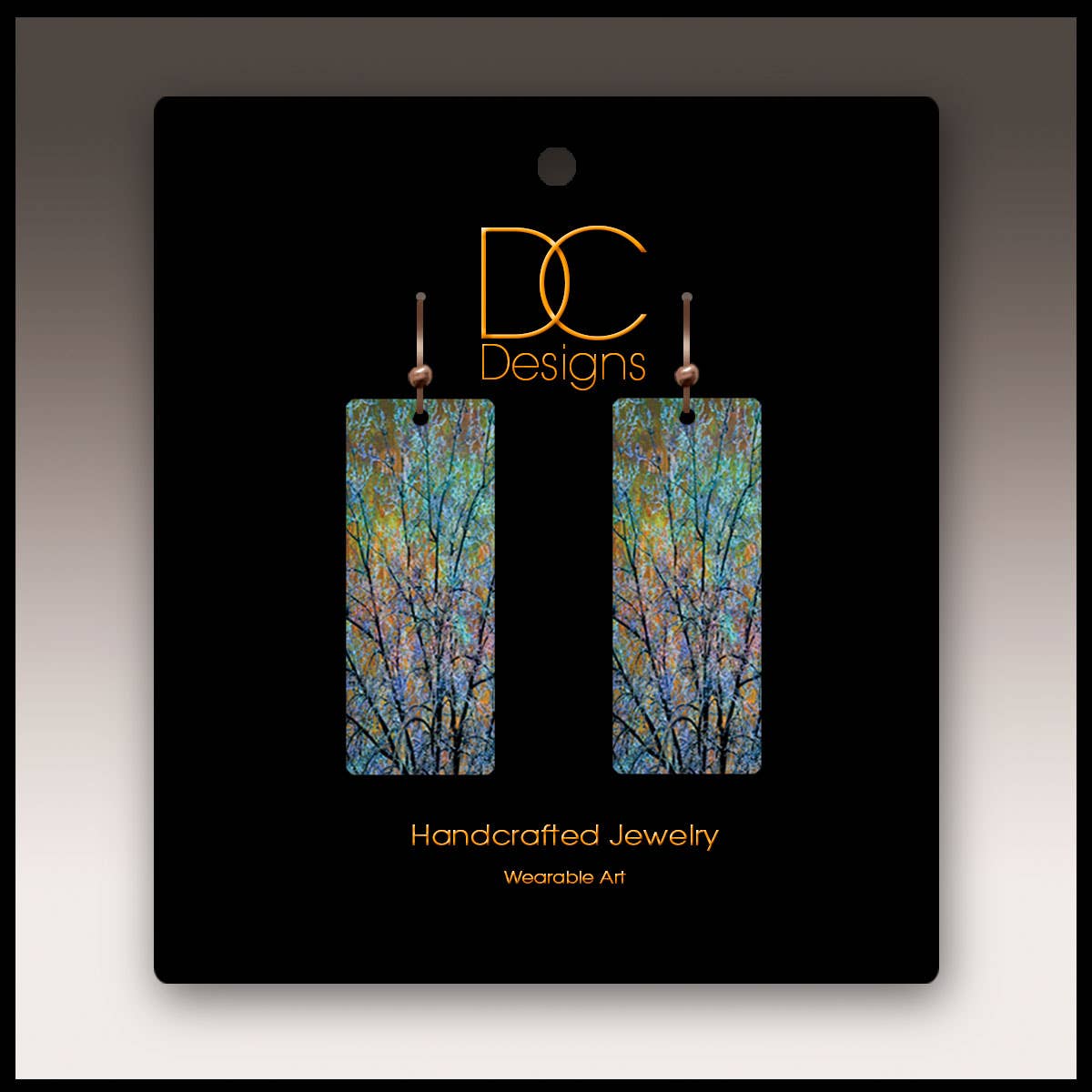 Blue Branches Artistic Rectangle Earrings