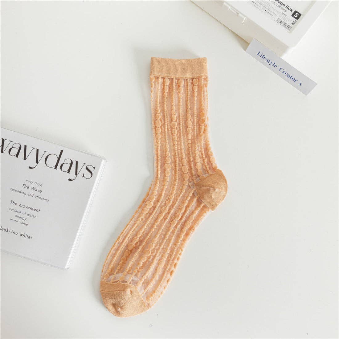 Rufia - Polka Dot & Striped Sheer Crew Socks
