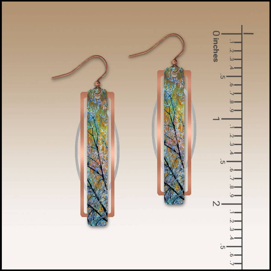 Blue Branches Geometric Metal Accent Earrings