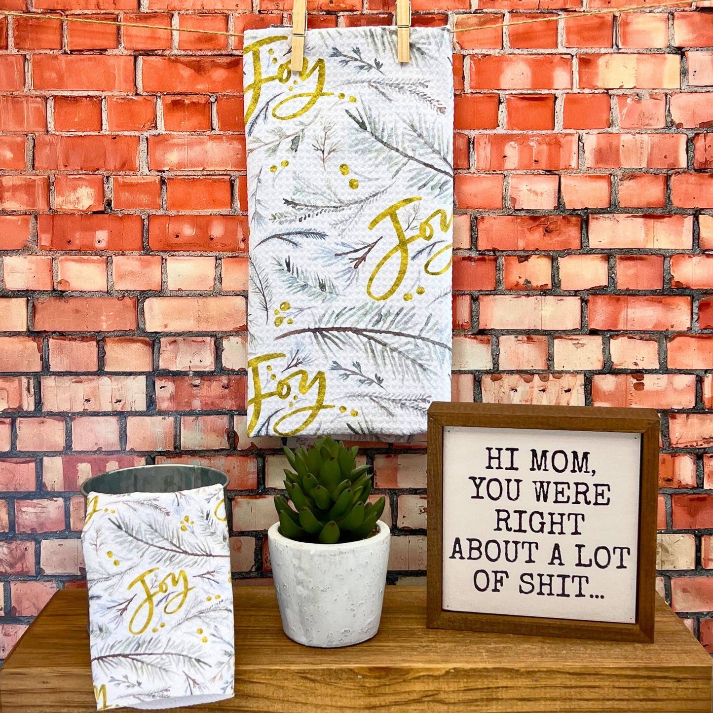 Winter Joy Waffle Weave Kitchen Tea Towels With Hanging Loop