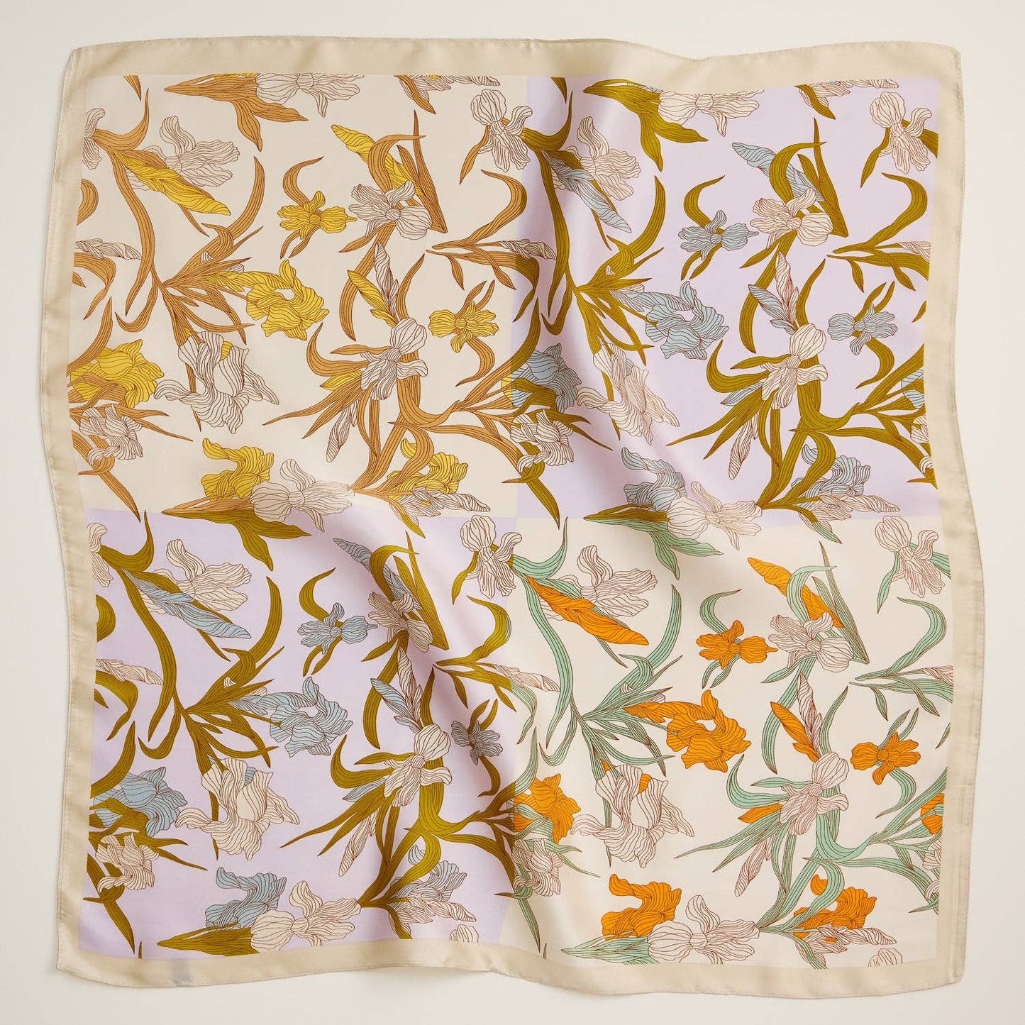 Floral Print Elegant Silk-Feel Lightweight Square Scarf