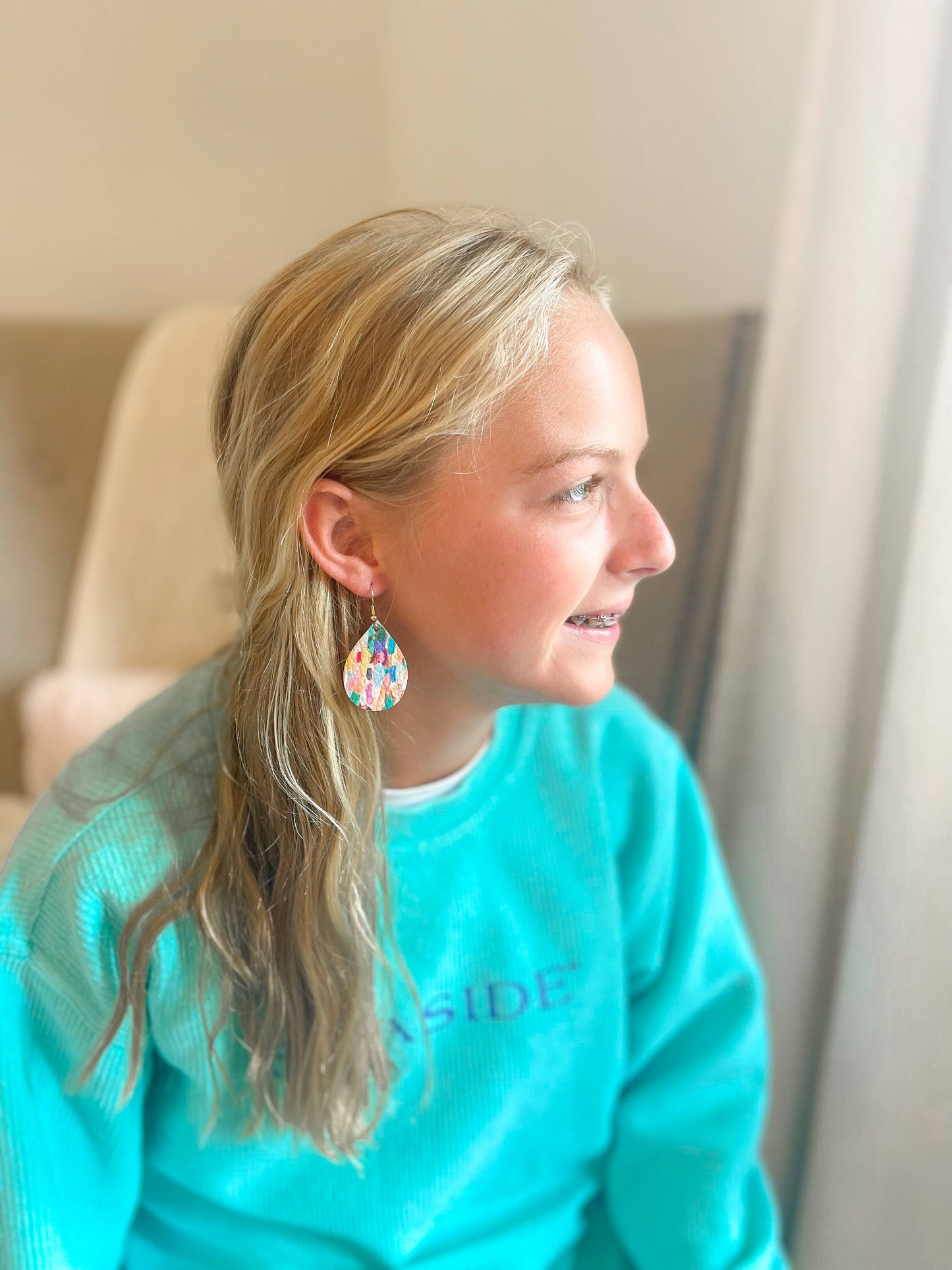 Chloe Mini Leather Earrings - Confetti