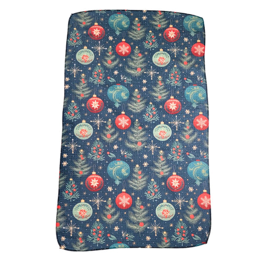 Christmas Ornament Patterned Waffle Kitchen Tea Towels