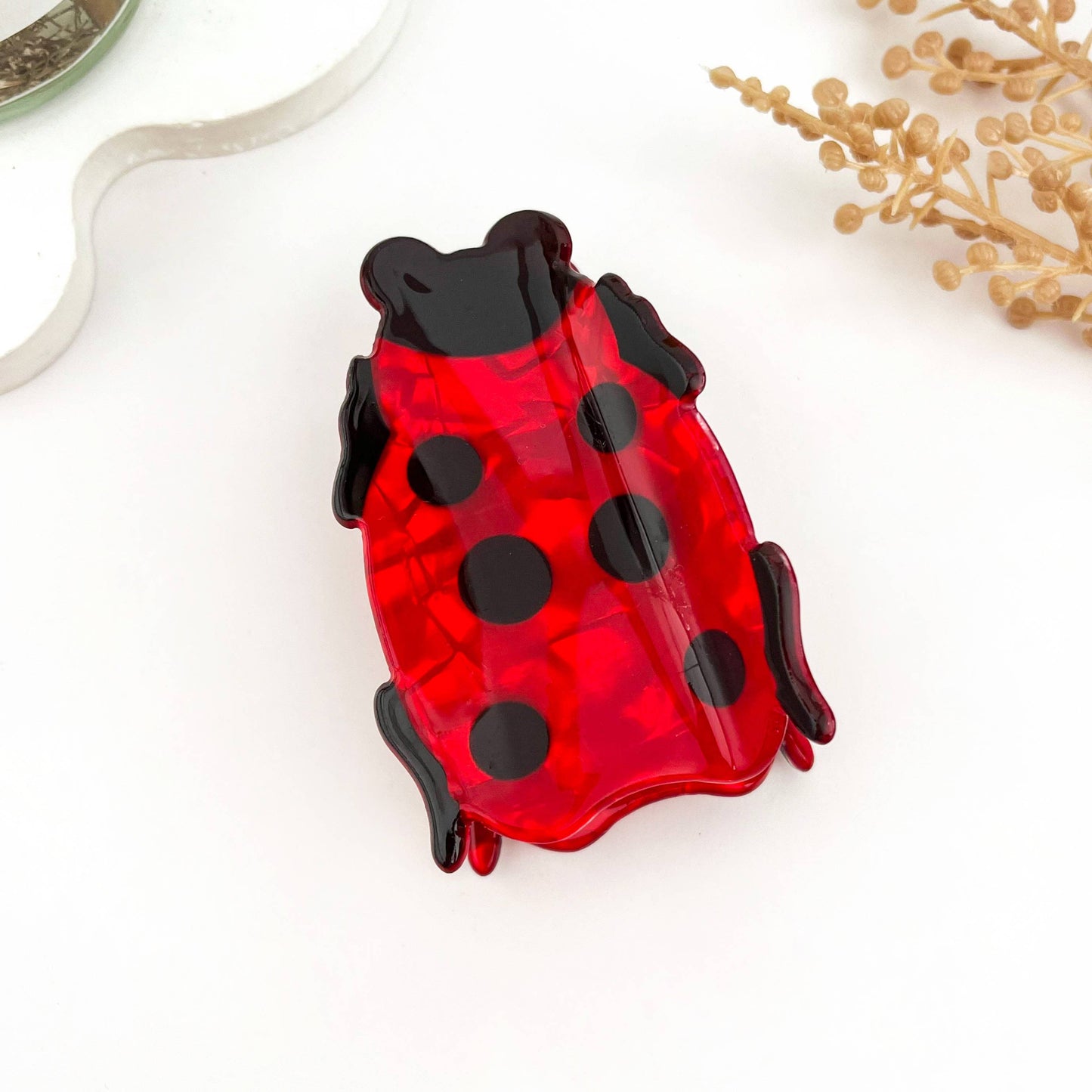 Creative Ladybug Acrylic Printed Hair Claw Clip