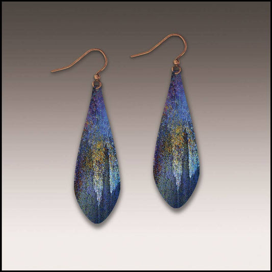 Midnight Blue Nature Long Drop Earrings