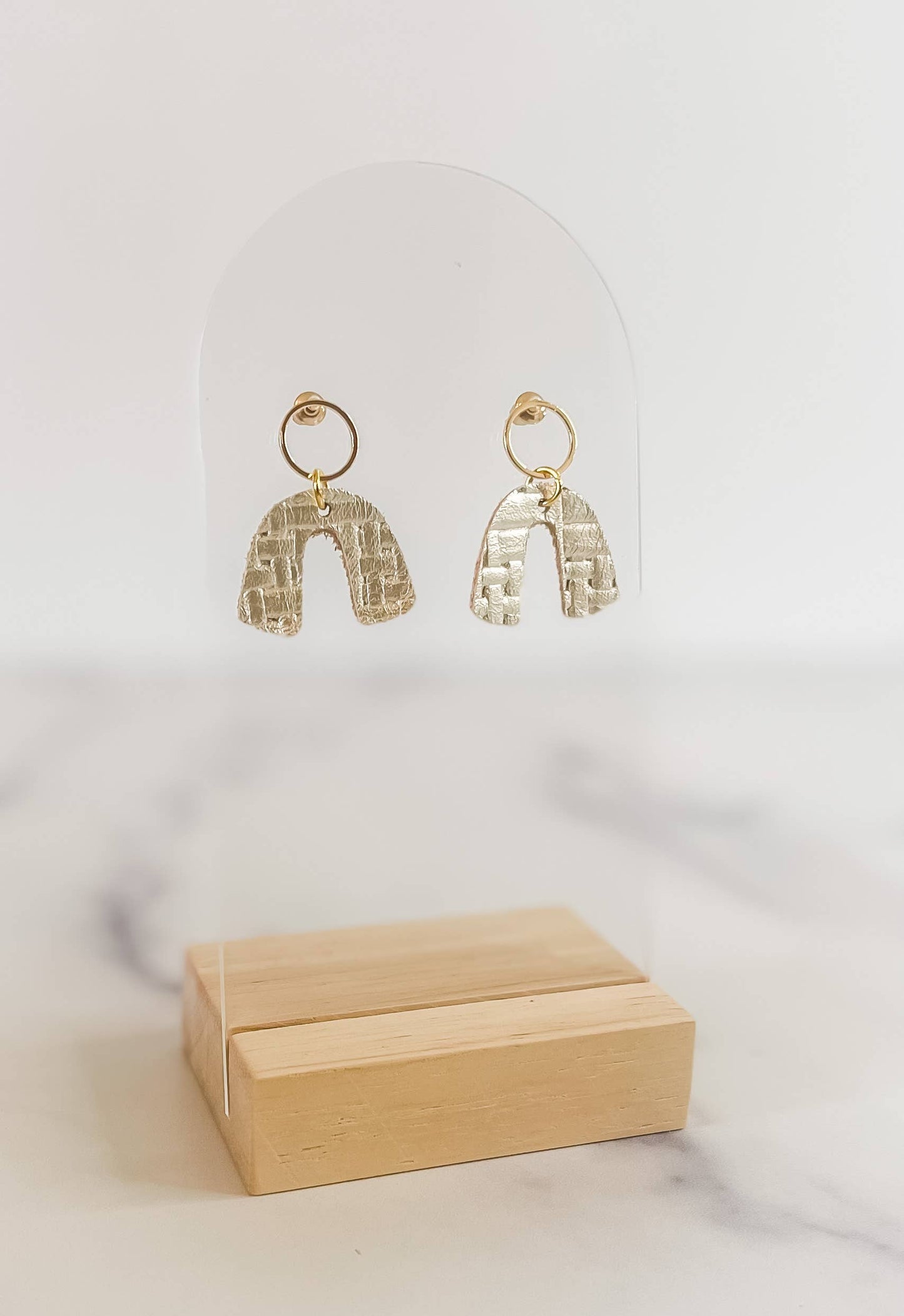 The Brynleigh Mini Leather Earrings - Gold