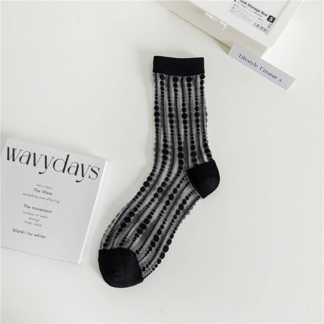 Rufia - Polka Dot & Striped Sheer Crew Socks