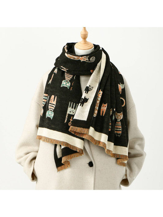 Scarvii - Fashionable Cat Print Winter Scarf