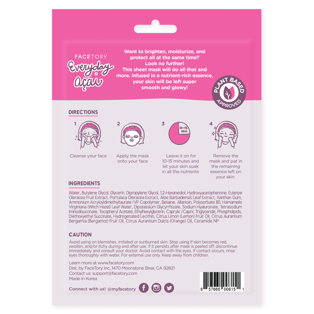 Acai-Face Mask - Korean Beauty - Rejuvenating - Everyday