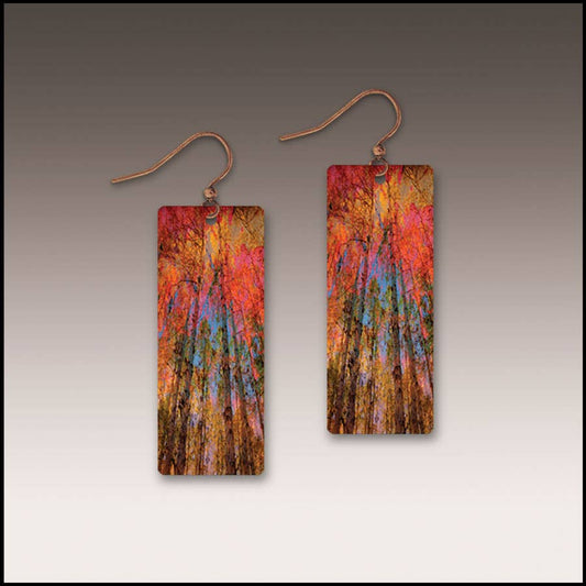 Orange Nature Abstract Rectangle Handmade Earrings