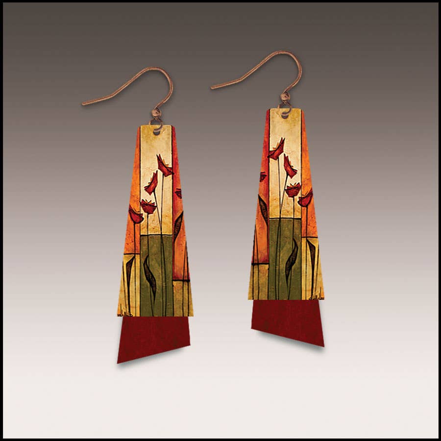 Orange Block Flutter Multilayer Handmade Earrings