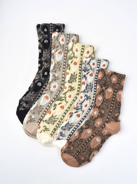 Rufia - Vintage Embossed Floral Socks