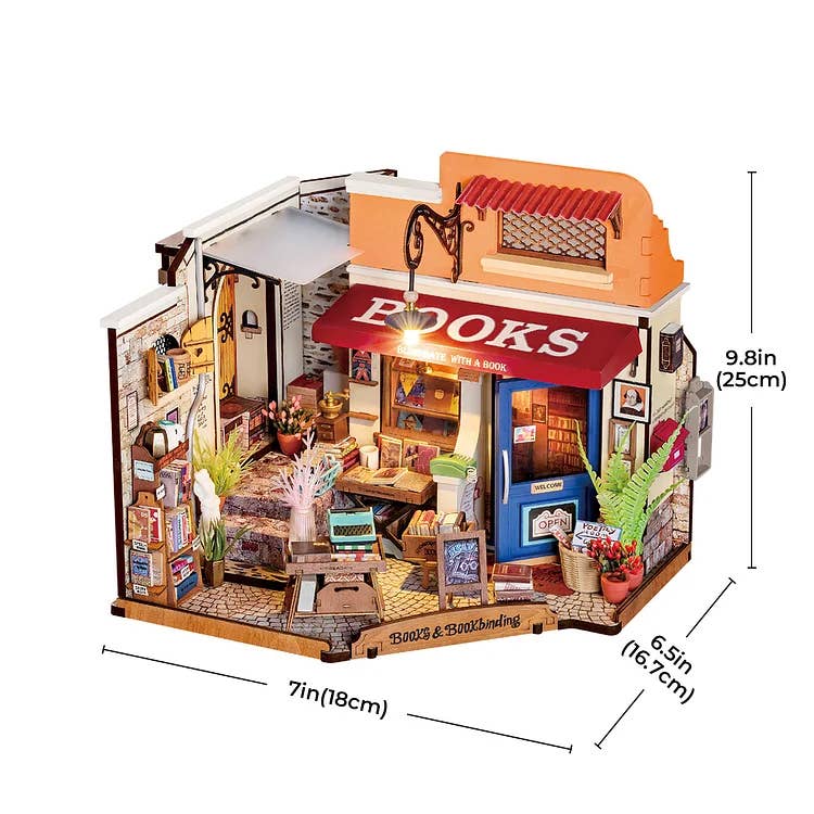 Corner Bookstore- DIY Miniature House Kit