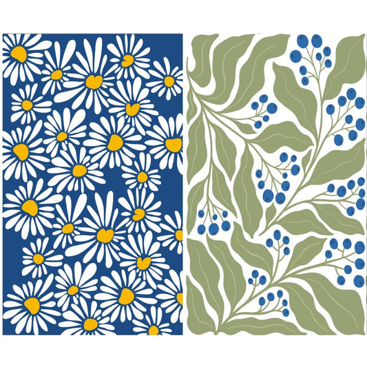 BLUE DAISY - 18" x 30" Waffle weave towel