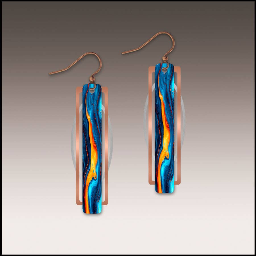 Lava Spill Geometric Metal Accent Earrings
