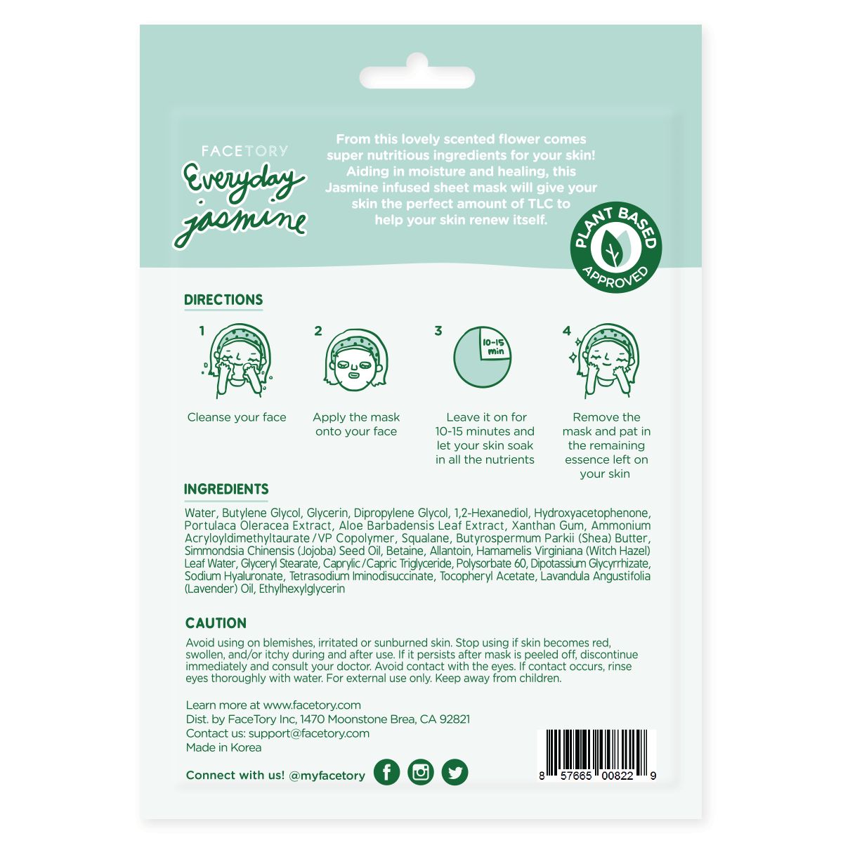 Jasmine-Face Mask - Korean Beauty - Moisturizing - Everyday