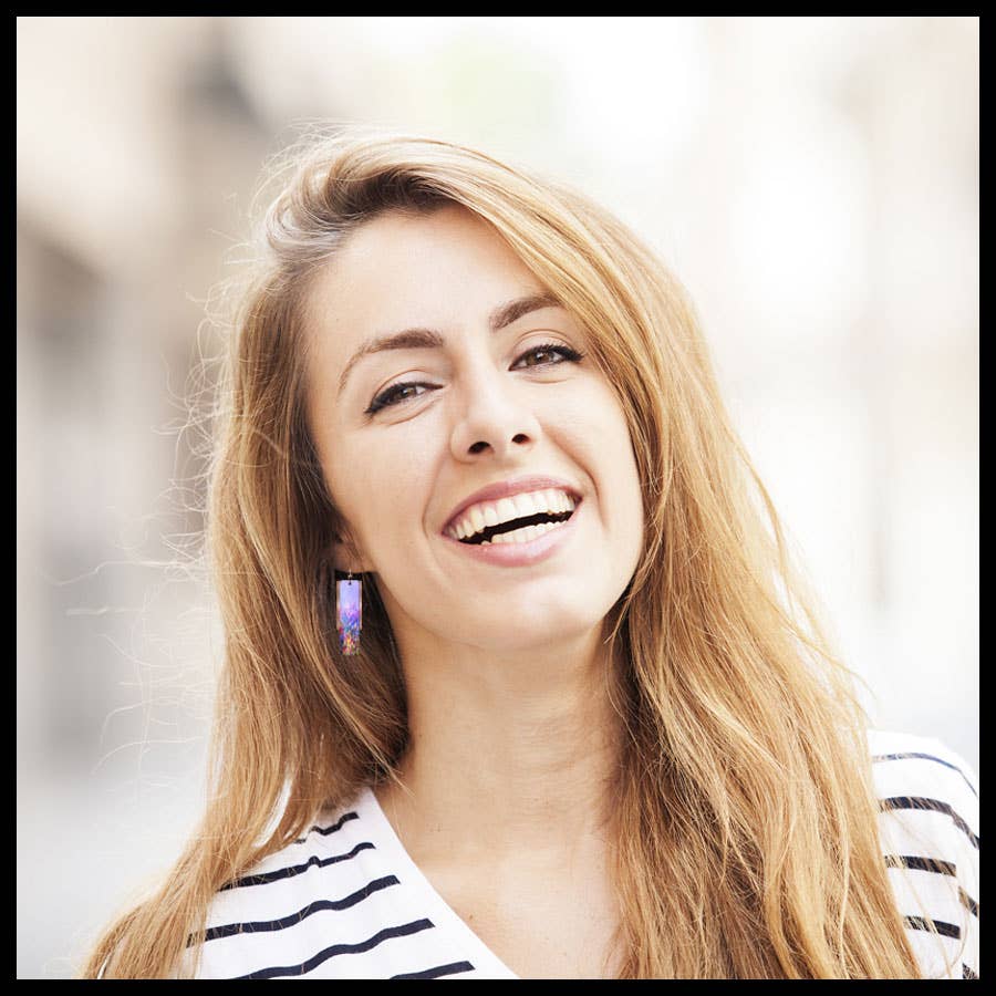 Rainbow Floral Copper Accent Multilayer Earrings