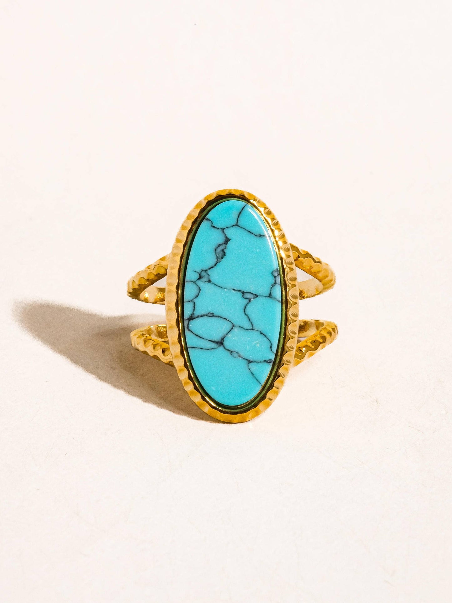 Ashwin 18K Gold Non-Tarnish Natural Stone Ring