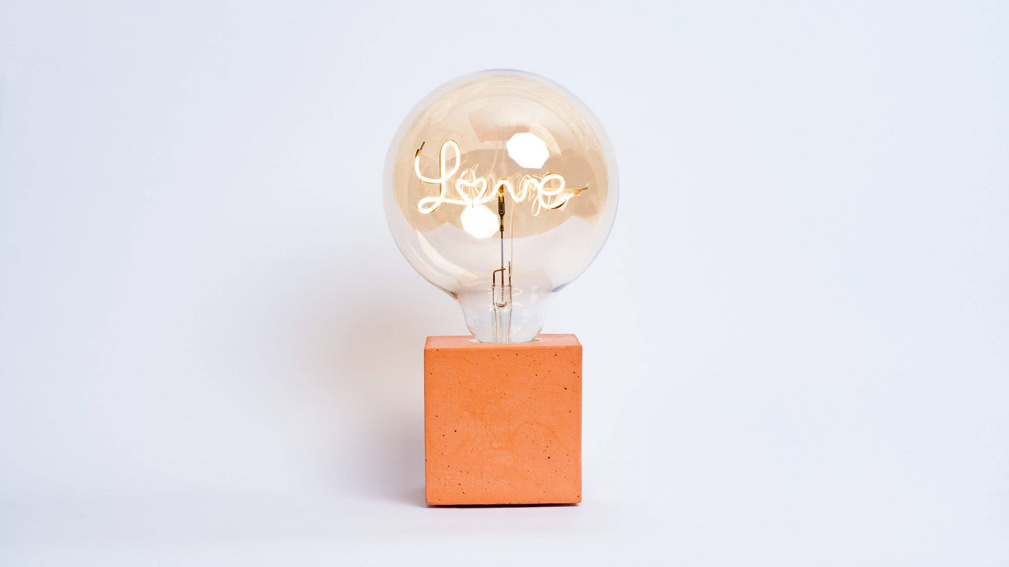 Cube Lamp - Orange Concrete