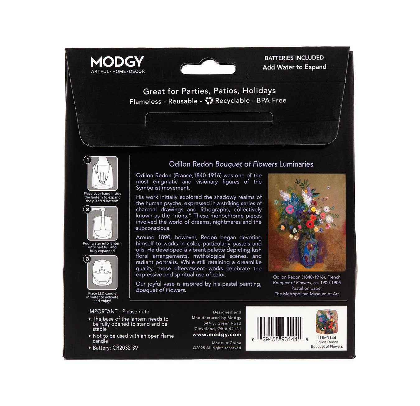 Odilon Redon Bouquet of Flowers Luminary - 4 per pack