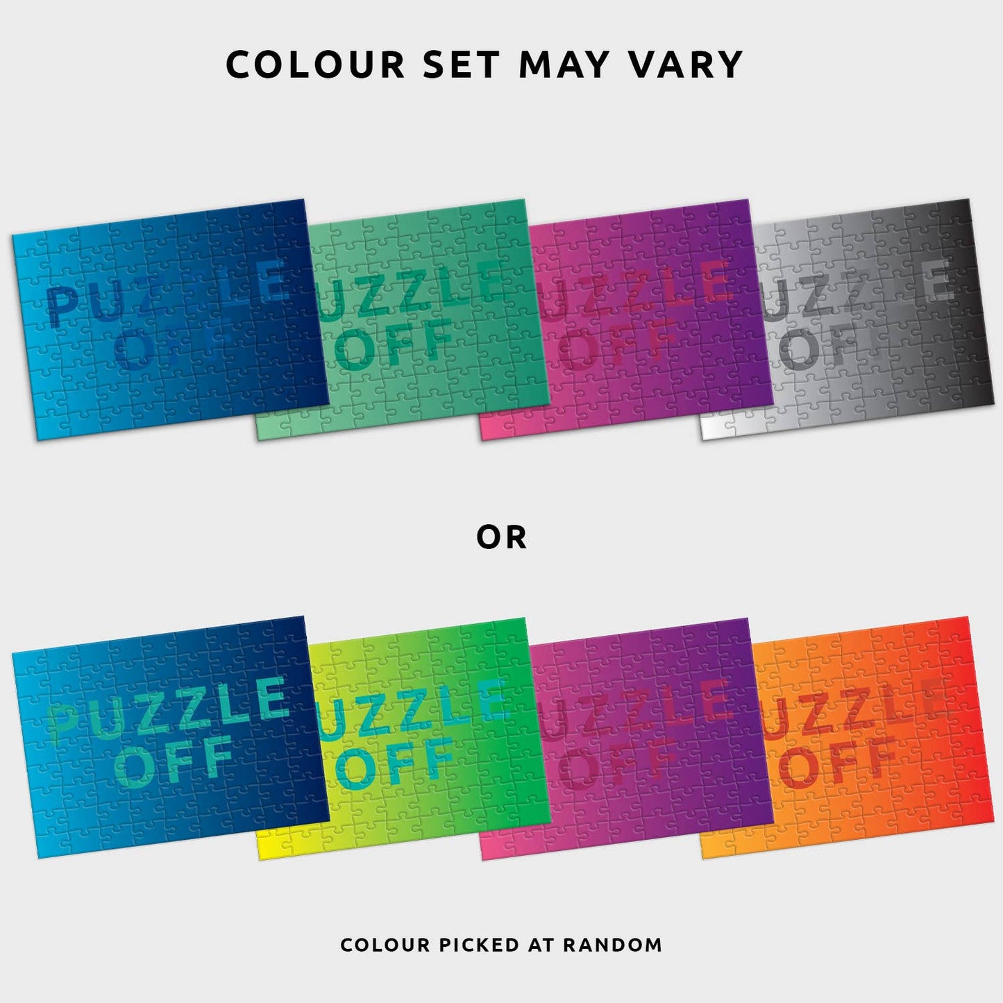 Puzzle-Off The Game | 4 x 81 Piece Gradient Colour Puzzles