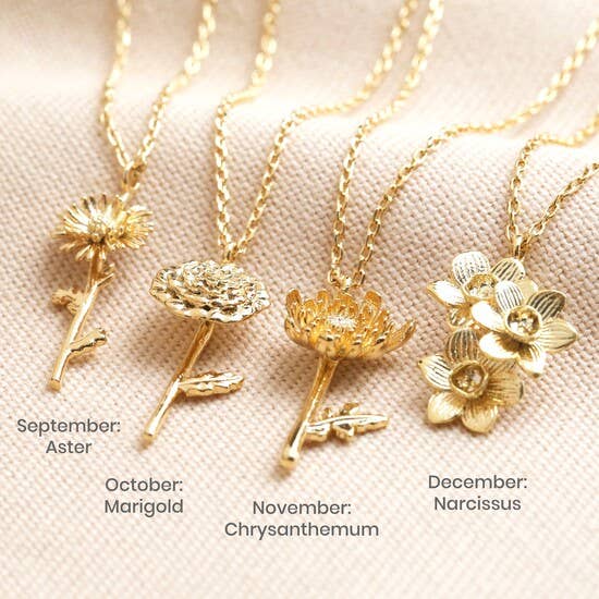 Birthflower necklace in Gold