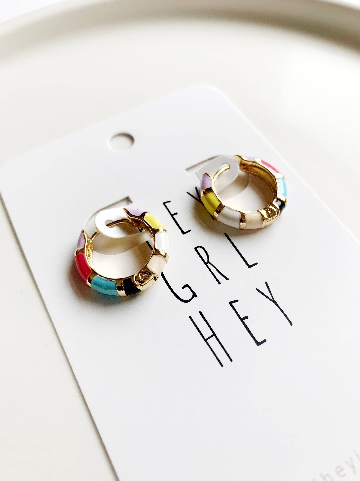 Enamel Hoop Earrings