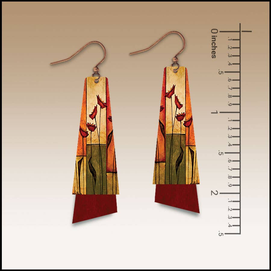 Orange Block Flutter Multilayer Handmade Earrings