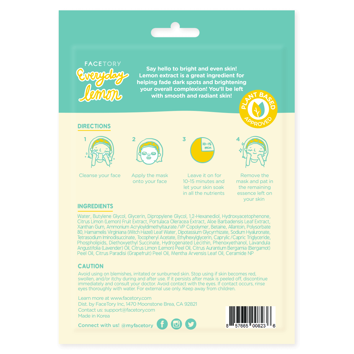 Lemon-Face Mask - Korean Beauty - Brightening - Everyday