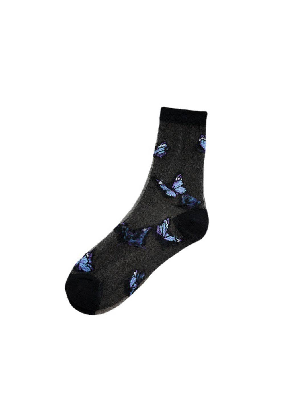 Rufia - Butterfly & Rose Sheer Crew Socks