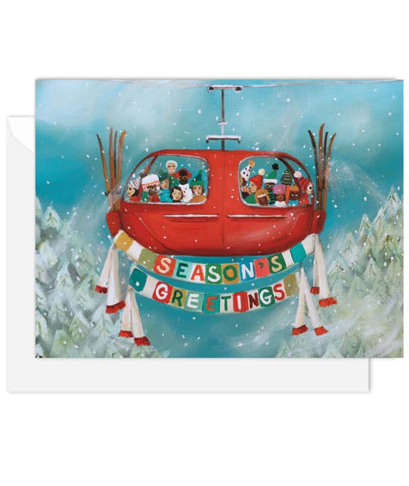 Season's Greetings Ski Lift Card- Box Set of 8