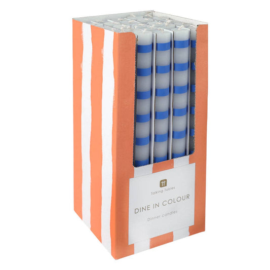 Blue & White Stripe Dinner Candles