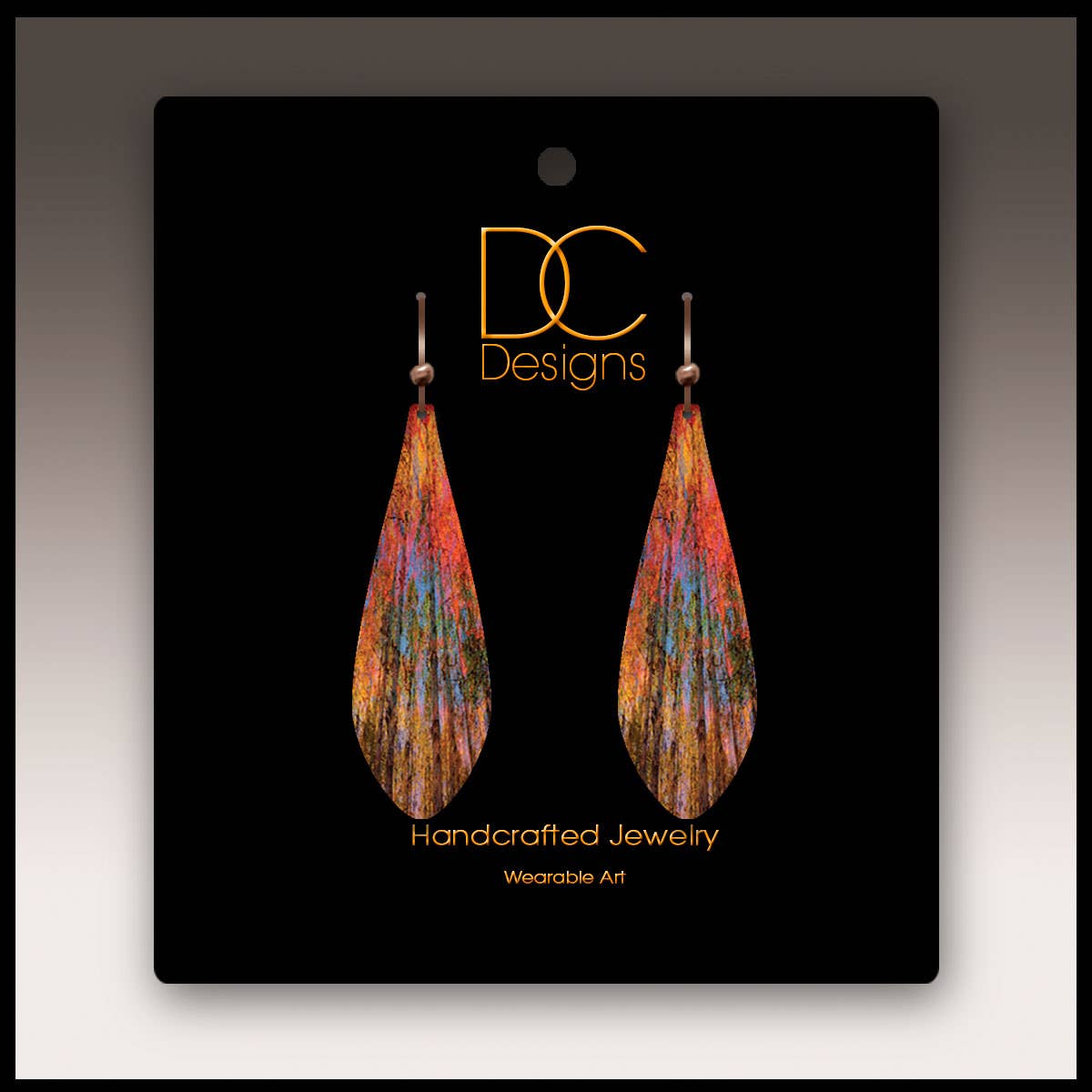 Orange Nature Abstract Long Drop Handmade Earrings