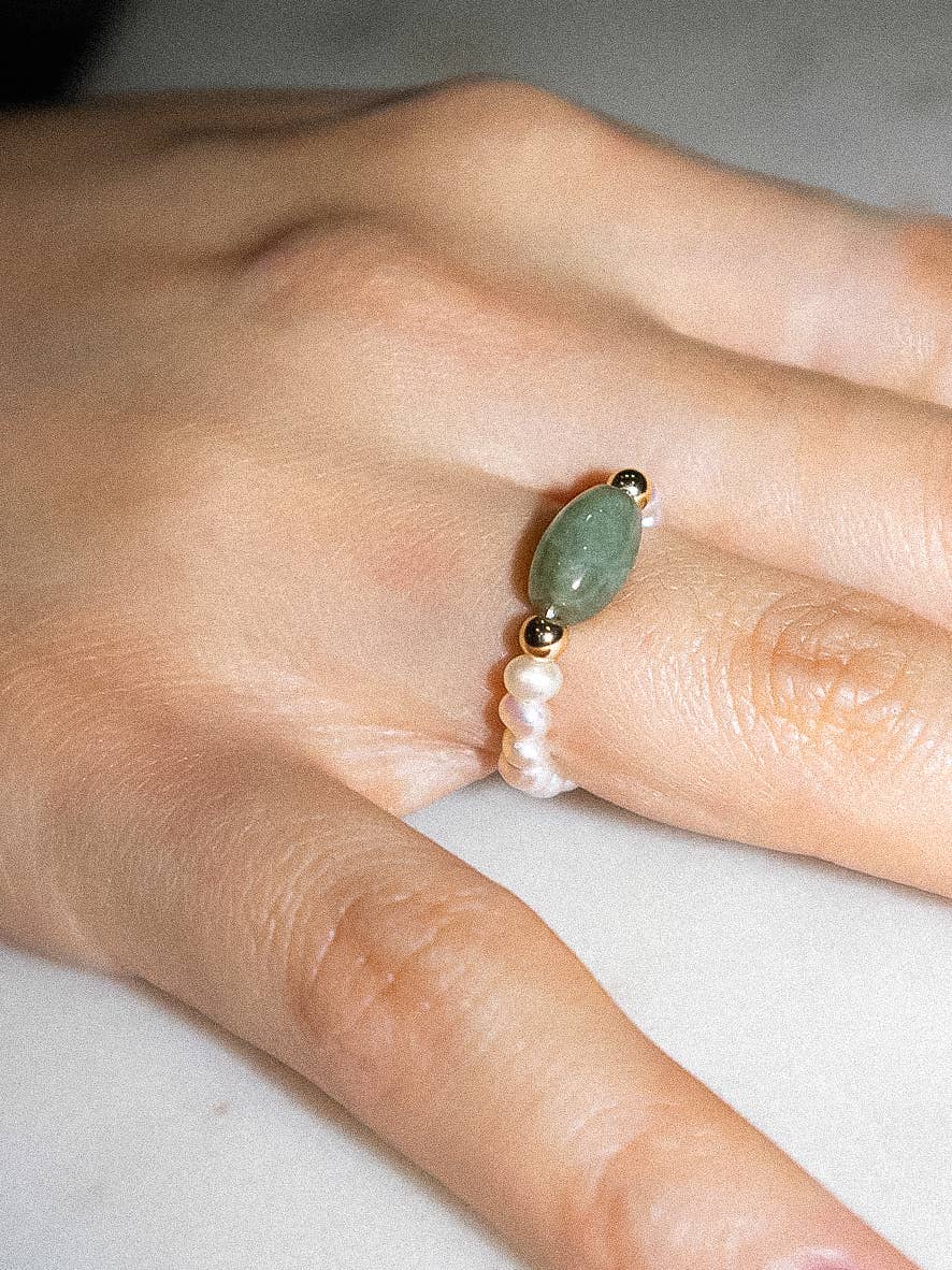 Henly 18K Gold Non-Tarnish Pearl Stone Ring