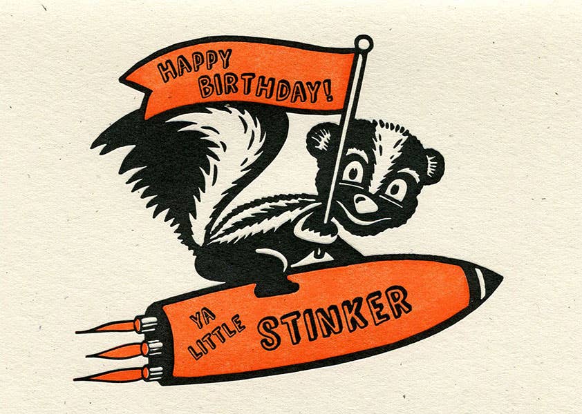 Skunk Birthday Greeting Card