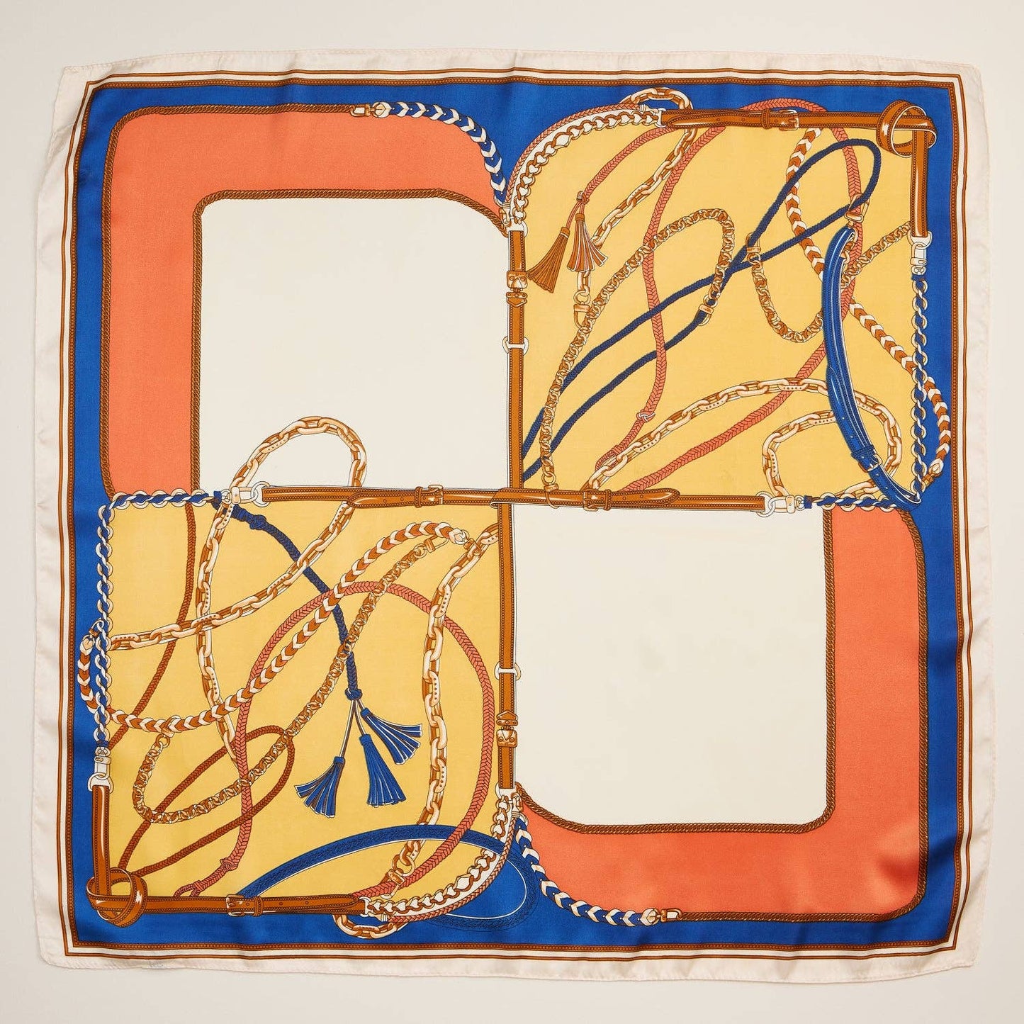 Equestrian Chain Print Silk Texture Square Scarf