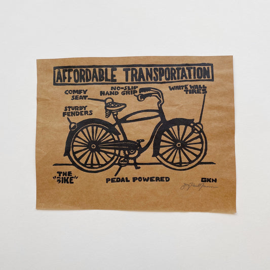 "The Bike" - Original Linocut Print