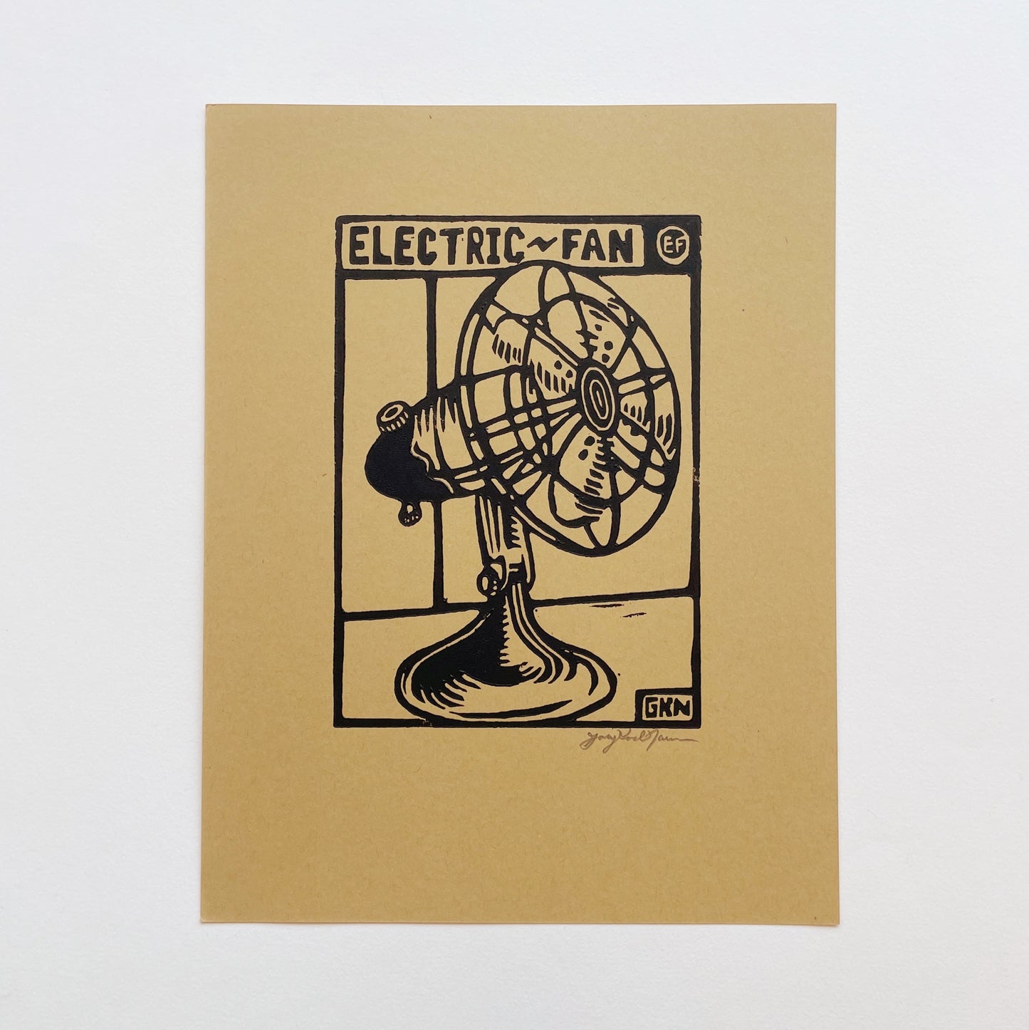 Electric Fan - Original Linocut Print