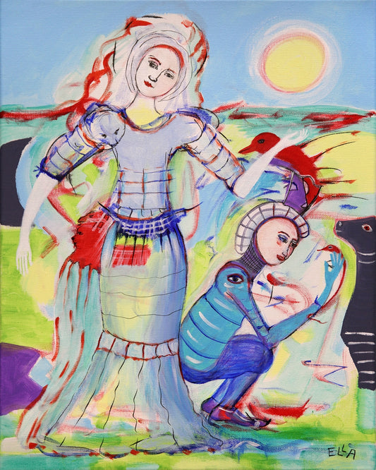 A Day at the Beach, 20” x 16”, Acrylic/Marker on Canvas by Ella Blame