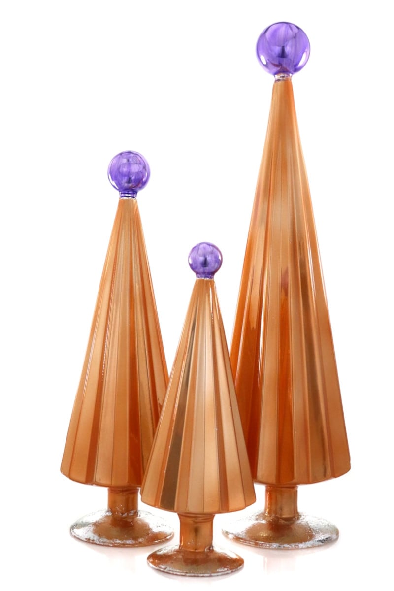 Pleated Glass Tree - Mango Purple, set of 3