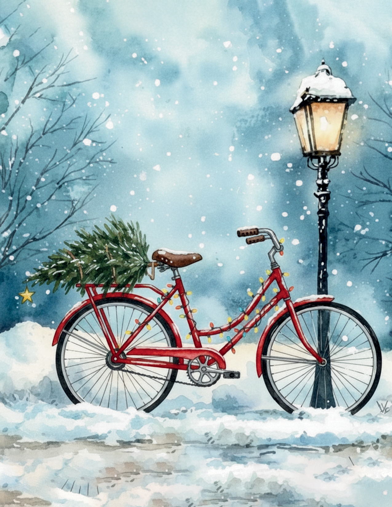 Christmas Bike Greeting Card