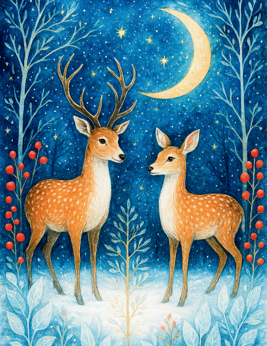 Christmas Deers Greeting Card