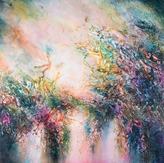 Bridge of Love, 36” x 36”, Acrylic & Ink by Jaime Leigh
